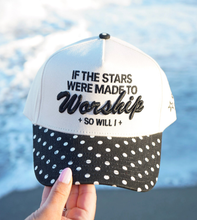 Load image into Gallery viewer, Stars Were Made to Worship - Black Polka Dot Trucker Hat