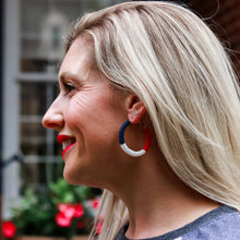 Load image into Gallery viewer, Patriotic Color Block Hoop Earrings