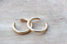 Load image into Gallery viewer, Brushed Gold  Earrings | Classic Gold Hoops