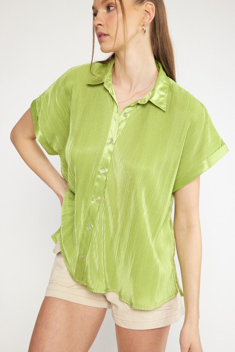 Apple Green Satin Top