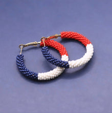 Load image into Gallery viewer, Patriotic Color Block Hoop Earrings