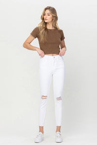 White High Rise Crop Skinny